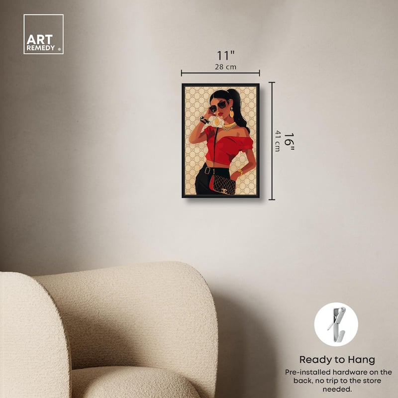 Her Stylish Red Look Canvas by Art Remedy