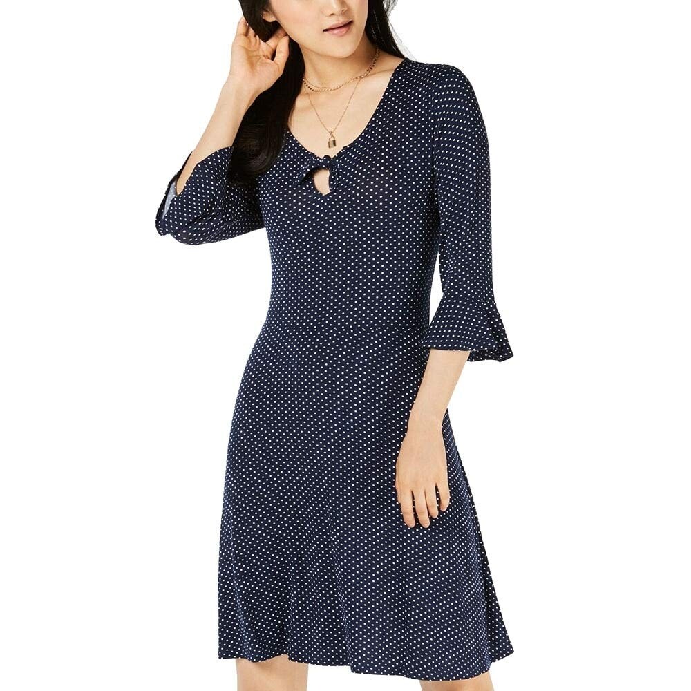 Shop Ultra Flirt Women Blue Size Large L Sheath Dress Keyhole Polka Dot Print On Sale Overstock 30534733