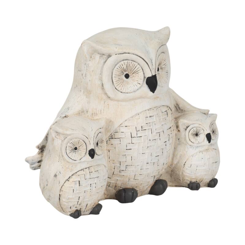 Sagebrook Home Polyresin 9-inch Owl Family Statue, Ivory and Black