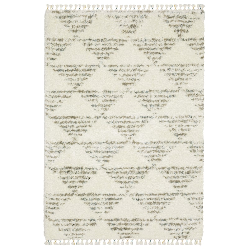 Style Haven Aire Triangles Ivory/ Multi Shag Tassel Fringe Rug. - 7' 10" x 10' 10" - Runner/Rectangle