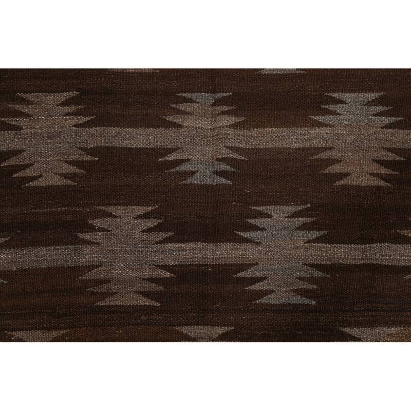 Geometric Tribal Natural Dye Kilim Oriental Wool Area Rug Flat-weave - 4'7" x 6'7"