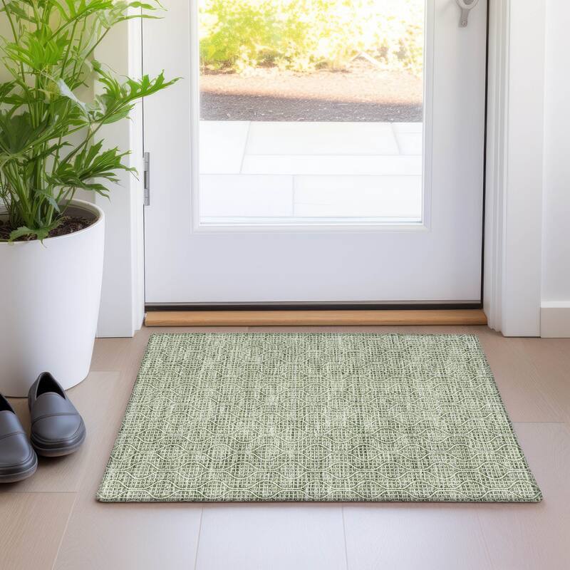 Premium Washable Super Soft Modern Teardrop Mayfield Rug - Green - 1'8" x 2'6"