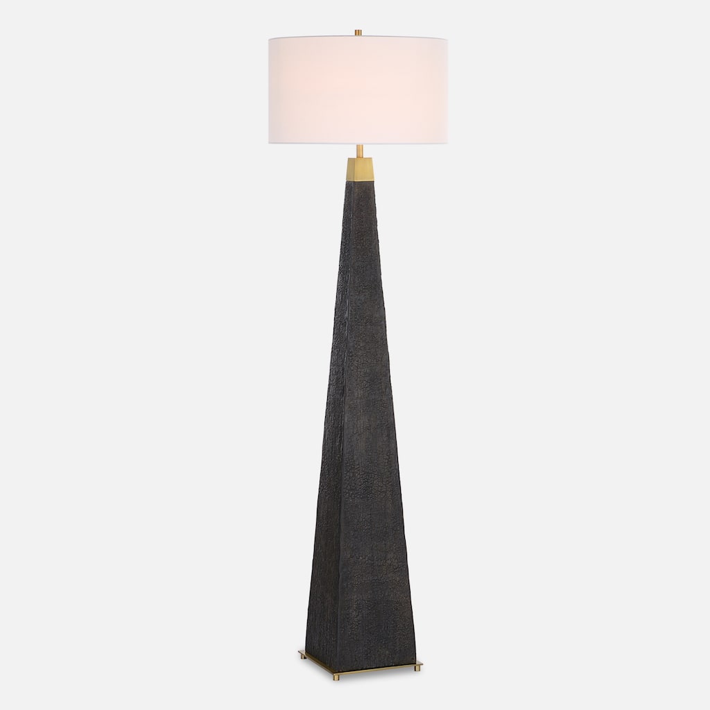 Tapered Base Floor Lamp with White Drum Shade - 68" - Black
