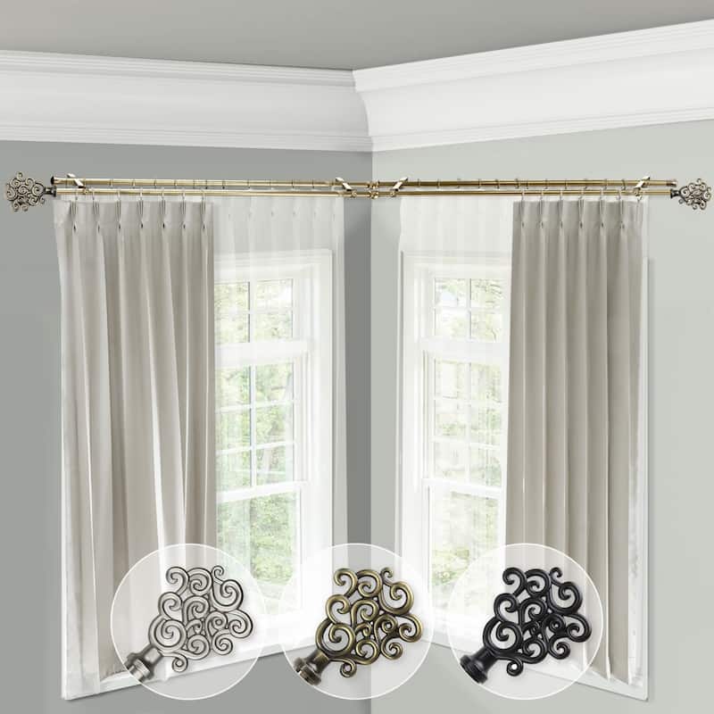 Adjustable Double Curtain Rod 48-84" Satin Nickel, Window Curtain Rods, Decorative Curtain Hardware - M