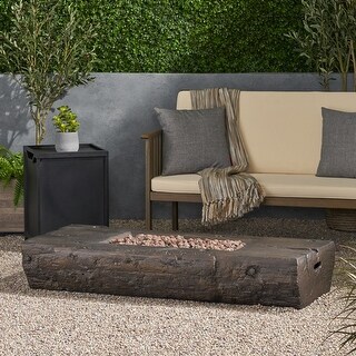 Costa Outdoor Wood Finish Rectangular Fire Pit with Tank Holder by Christopher Knight Home