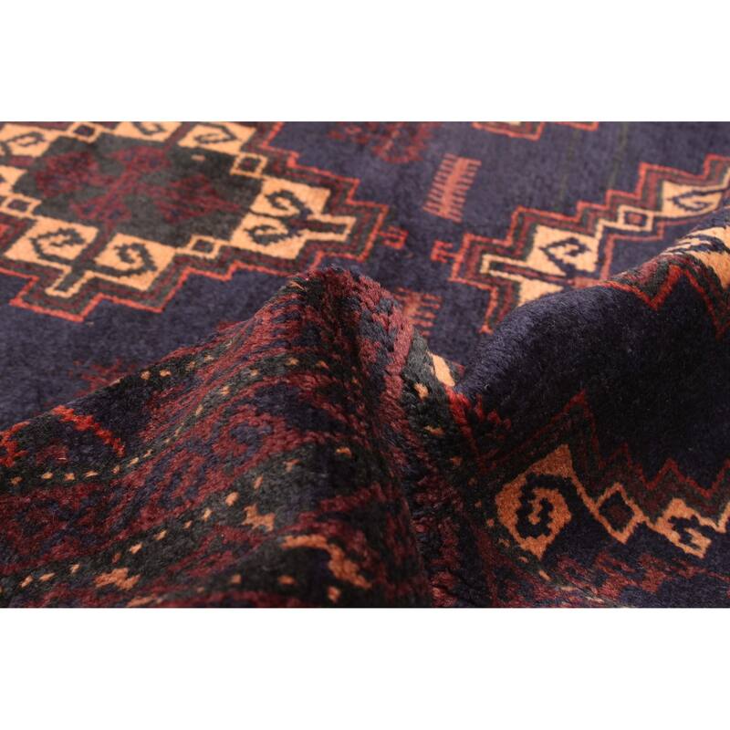 ECARPETGALLERY Hand-knotted Teimani Dark Navy Wool Rug - 3'1 x 4'10