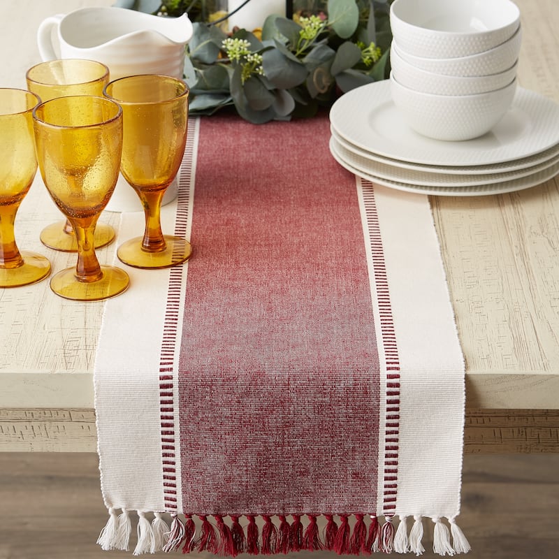 DII Striped Fringe Ribbed Table Runner 13x72"
