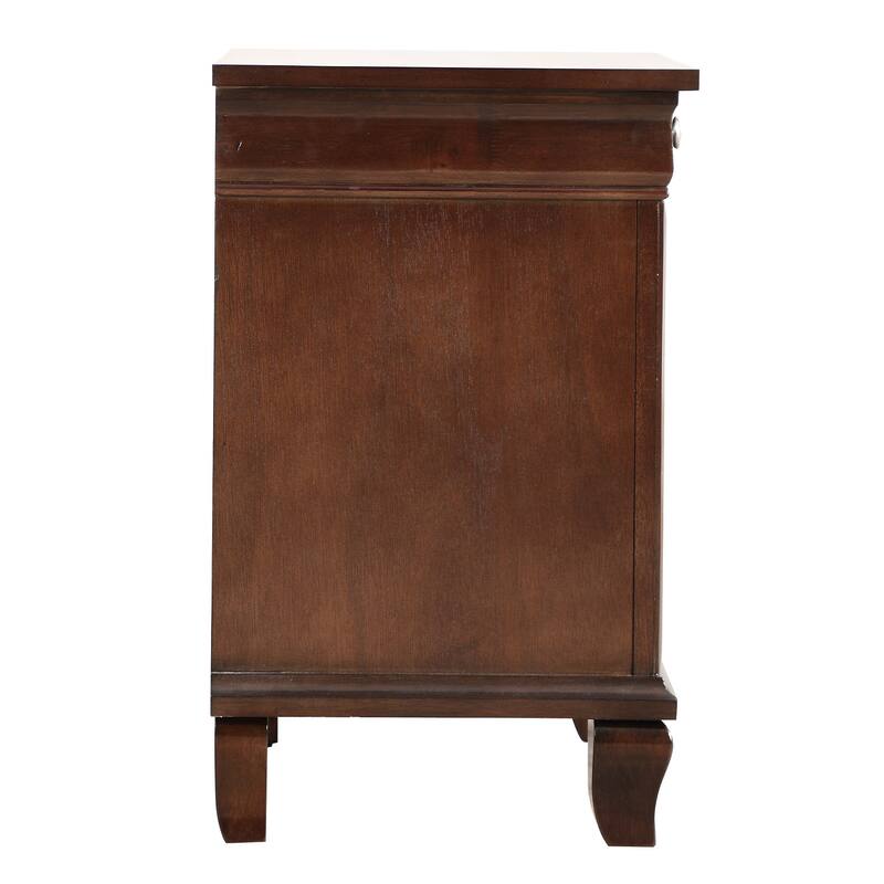 Rattan End table with drawer, Modern nightstand, side table for living room, bedroom,natural