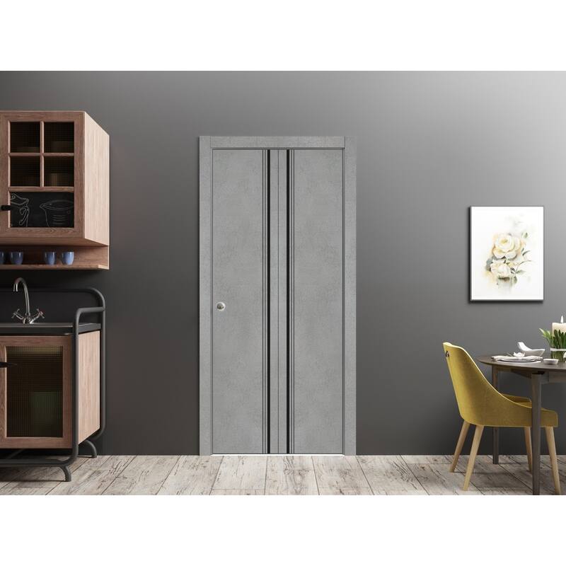 Bi-fold Doors 36 x 80 Planum 0011 Concrete with Sturdy Tracks