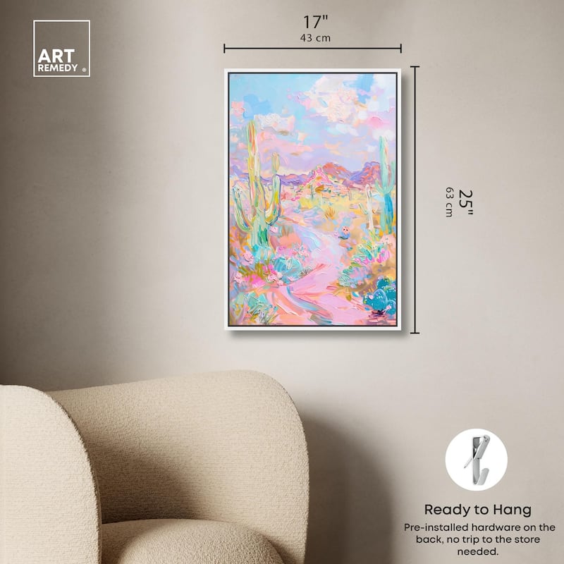 Pink and Teal Landscape Canvas by Art Remedy
