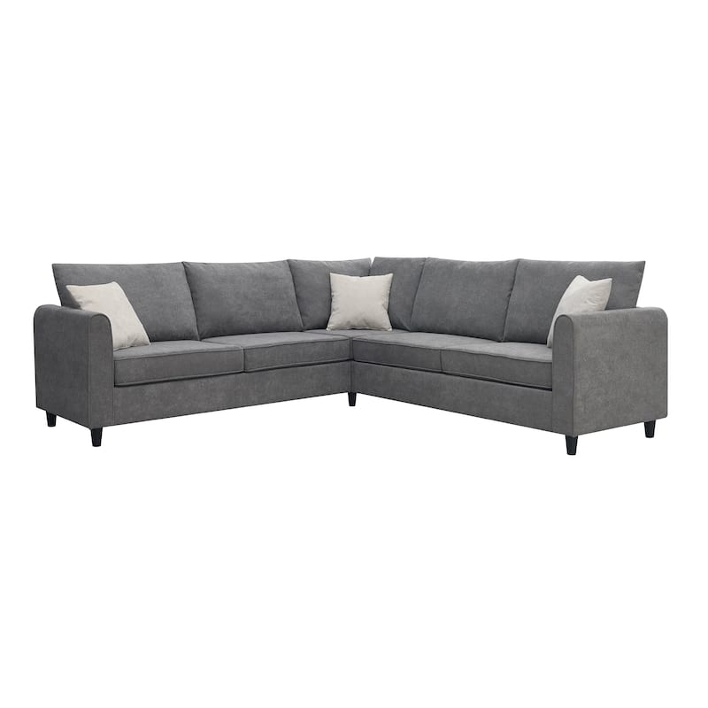 91-inch Modern L-shaped Upholstered Sectional Sofa with Three Pillows - 91"W x 91"D x 33.5"H