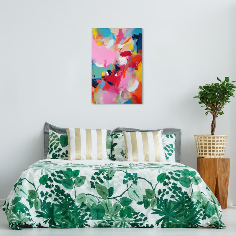 Wynwood Studio Abstract Bottom Right Corner Painting Tube Red and Modern & Contemporary Wall Art Canvas Print - 36 x 24
