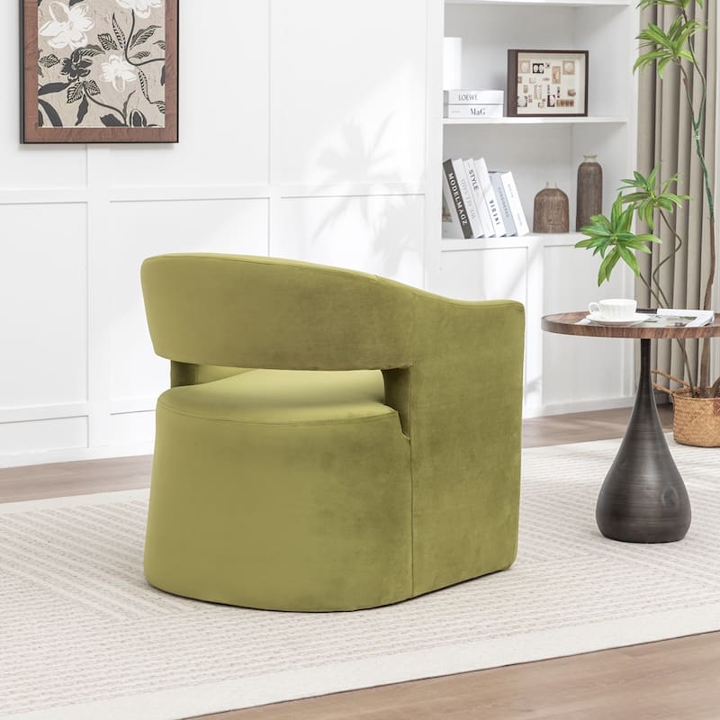 SEYNAR Modern Glam Velvet Accent Armchair Open Back with Ottoman