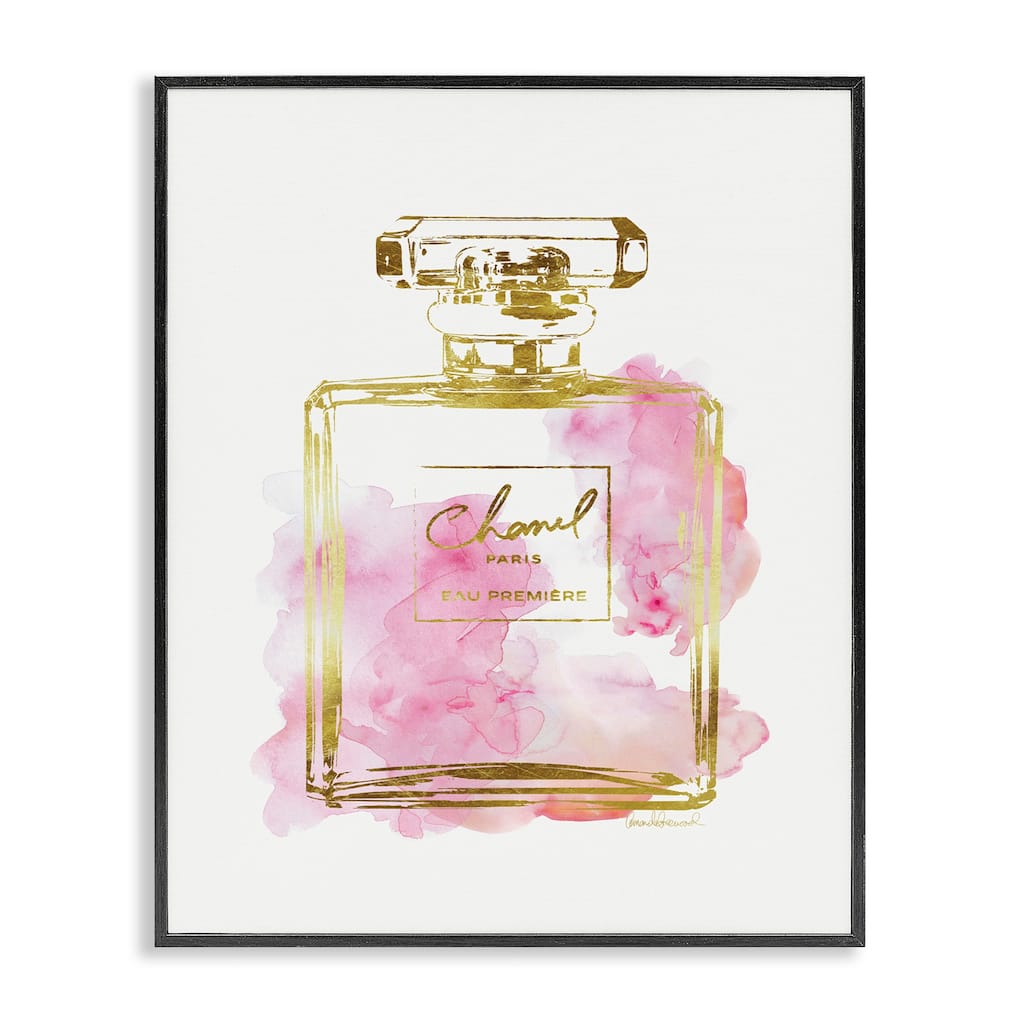 Stupell Glam Perfume Bottle Gold Pink Framed Giclee Texture Art