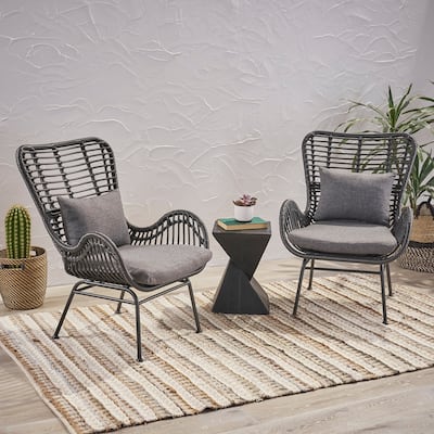 Montana Indoor/Outdoor Wicker Club Chairs with Cushion (Set of 2) by Christopher Knight Home