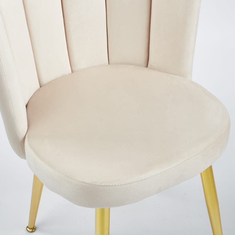 GDFStudio - Leclaie Modern Upholstered Dining Chair with Ergonomic Seat Cushion Backrest & Golden Legs, Set of 2 - 21.26"W