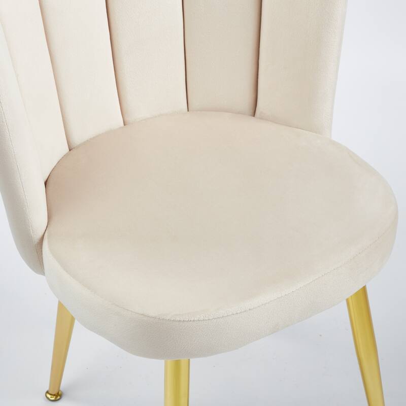 Modern Velvet Dining Chair Set of 2, with Iron Tube Golden Legs and Comfortable Backrest