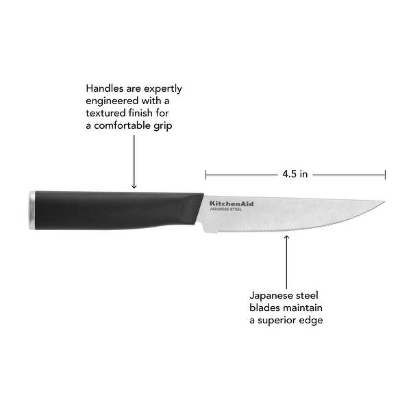 KitchenAid Classic 4 Piece Steak Knife Set, 4.5Inch, Black On Sale