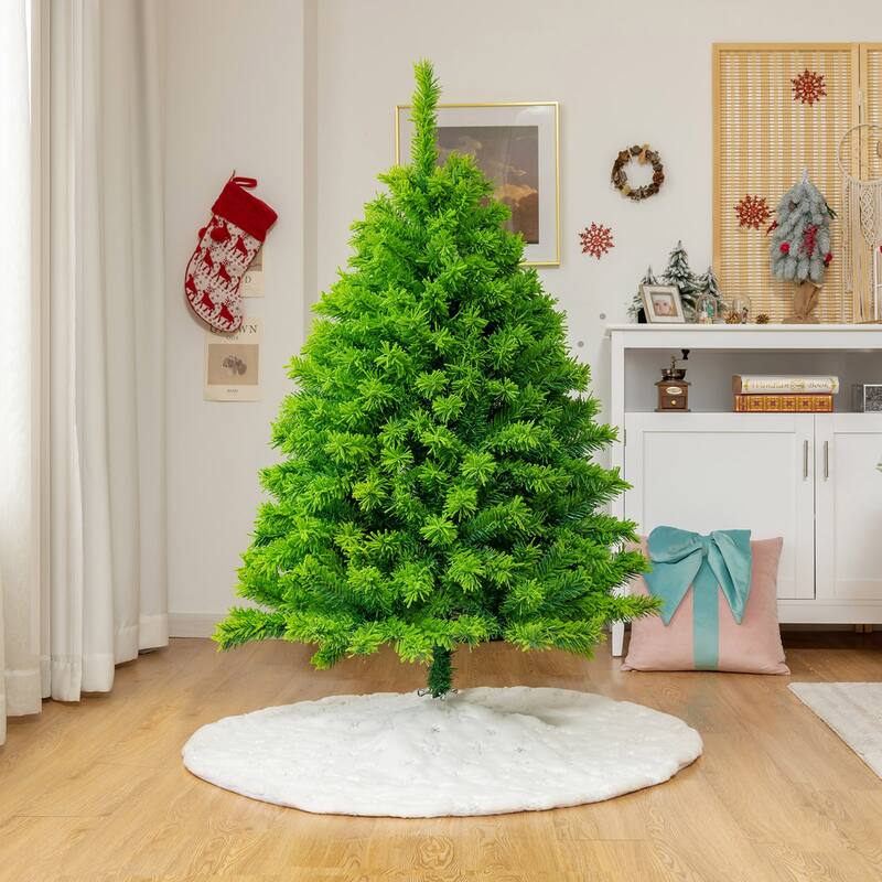 Gymax 4.5/6.5/7.5 FT Verdant Artificial Christmas Tree Hinged Green - See Details
