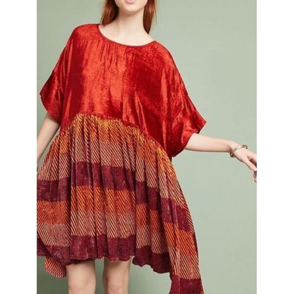 anthropologie red velvet dress