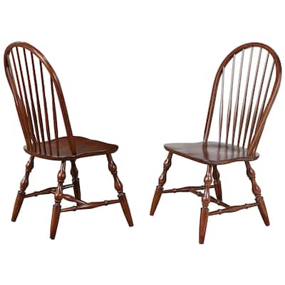 Distressed Wooden Side Chairs - 41" - Brown - Set of 2