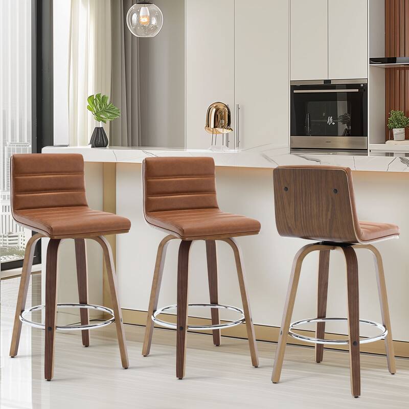 Faux Leather Upholstered Swivel Bar Stools, Counter Stool
