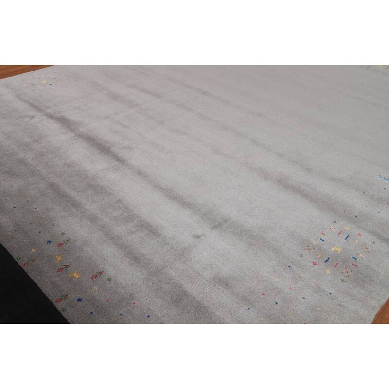 Gray Gabbeh Oriental Area Rug Handmade Wool Carpet - 9'4" x 11'9"