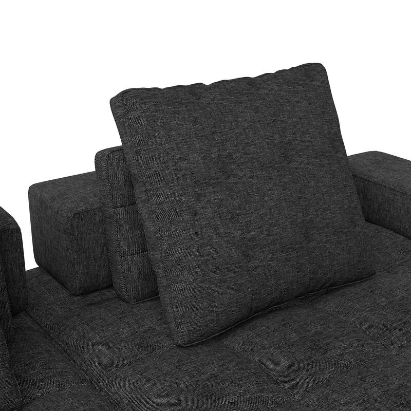 Extra Deep Seat Loveseat Sofa Modular Couch with 2pc Chaise Lounge