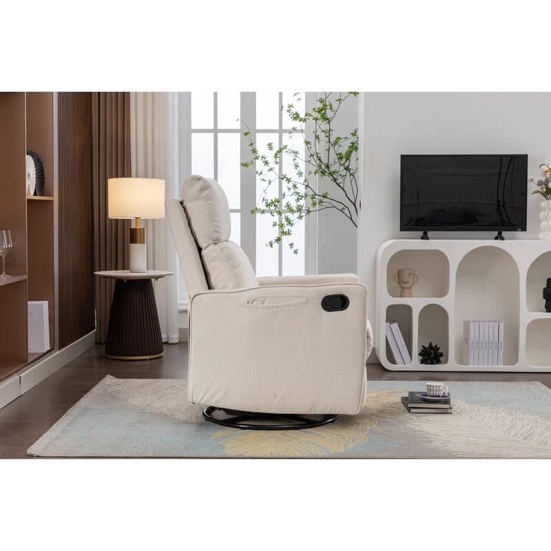 Manual Swivel Rocker Recliner Chair with Adjustable Back & Footrest