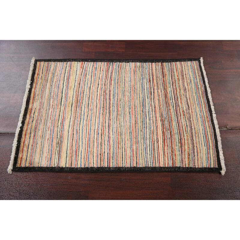 Modern Gabbeh Kashkoli Wool Area Rug Hand-knotted Home Decor Carpet - 2'6" x 3'9"