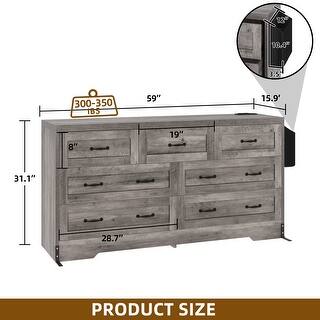 Moasis 7 Drawers Double Dresser Chests of Drawers with USB Charging Station