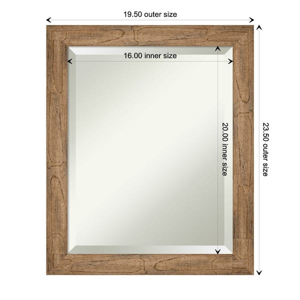 dimension image slide 3 of 6, Beveled Wood Bathroom Wall Mirror - Owl Brown Narrow Frame