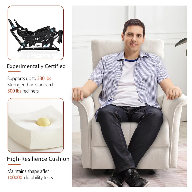 Manual Rocker Recliner Chair for Adults,Manual Rocking Glider Recliner for Small Spaces,Fabric Nursery Chair
