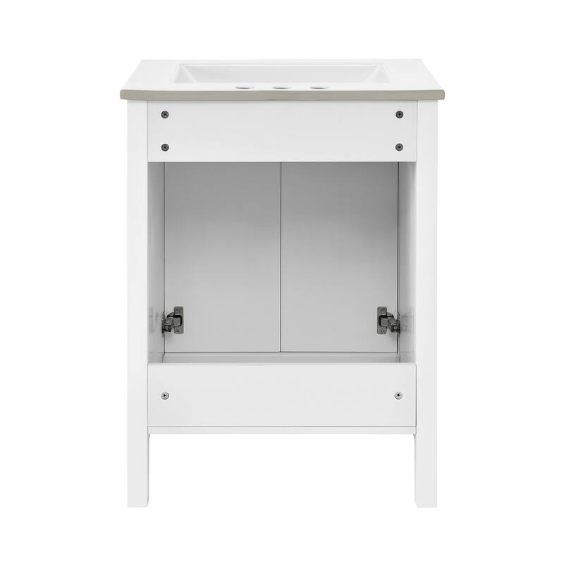 Bastille 24 In. White Bathroom Vanity With White, 3-Hole Ceramic Sink Top