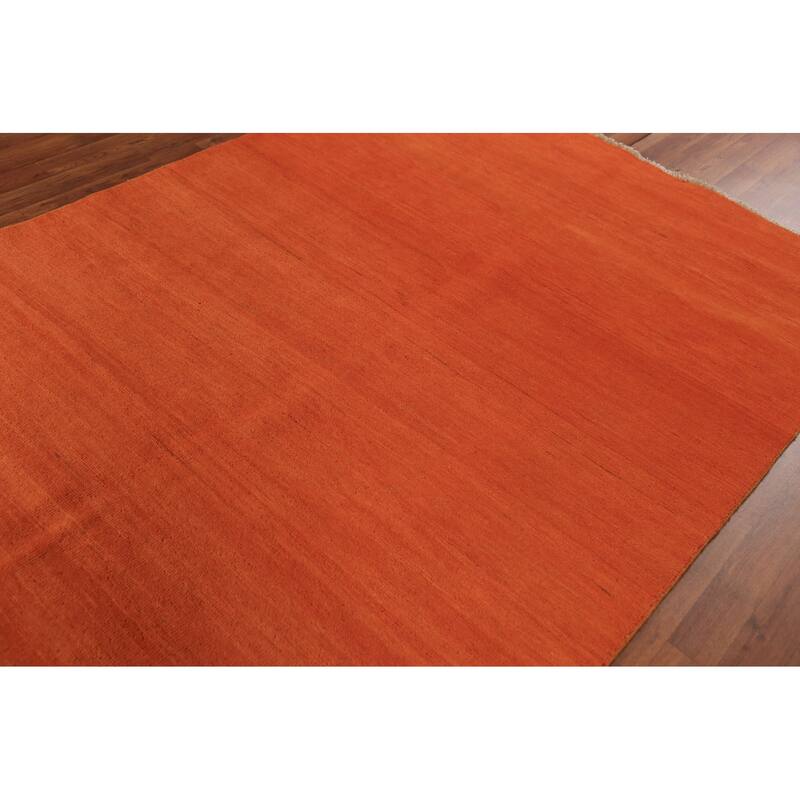 Orange Modern Gabbeh Oriental Area Rug Handmade Wool Carpet - 5'7" x 7'10"