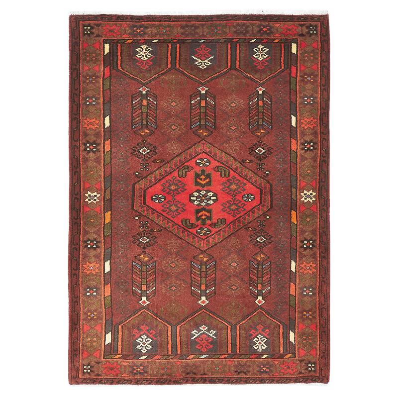 ECARPETGALLERY Hand-knotted Andelz Dark Red Wool Rug - 3'6 x 4'11