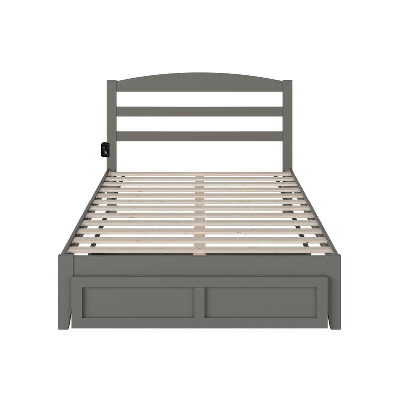 Full Bed with Drawer - Coastal Cottage Style Grey Bedroom Furniture