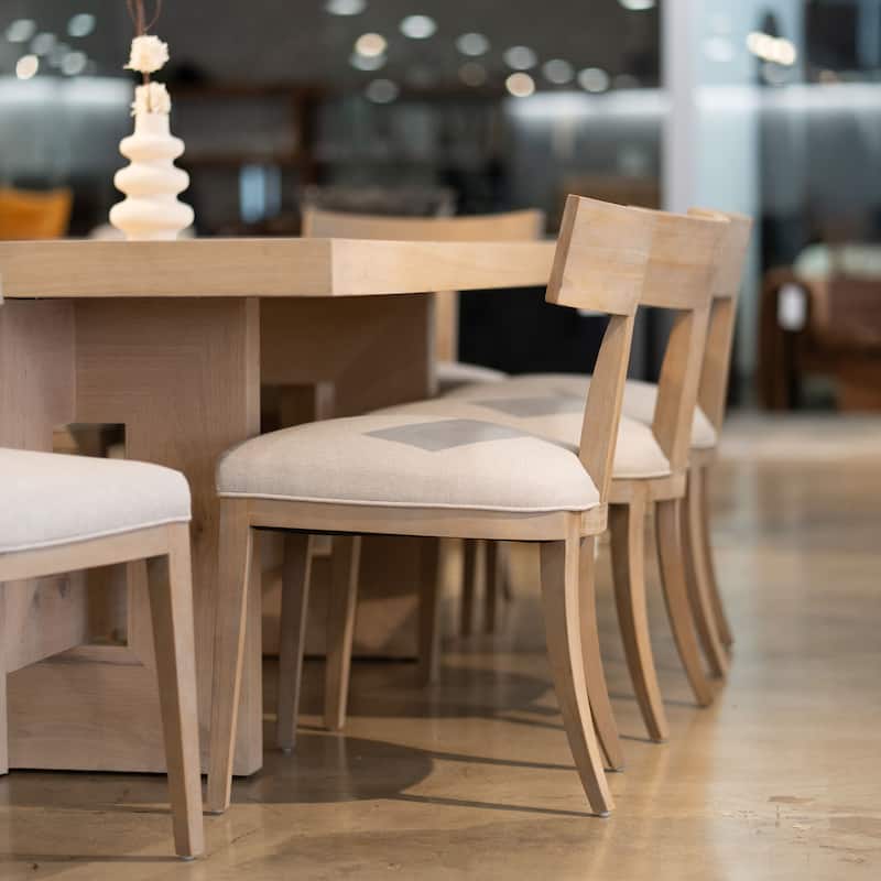 Modrest Fabien Mid-Century Modern Beige Linen & Wood Dining Chair (Set of 2)