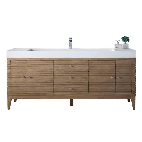 slide 2 of 13, James Martin Vanities Linear 72" Single Vanity, Whitewashed Walnut - 72.50 x 18.75 x 34.25