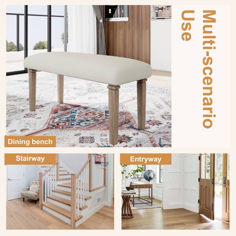 6-Piece Dining Table Set, Including 1 Rectangular Table, 4 Upholstered Chairs & 1 Bench, Wooden Kitchen Table & Chair Set