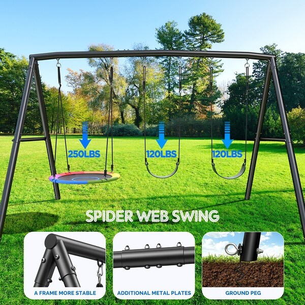 Hapfan 500lb Heavy Duty Metal Swing Sets for Backyard with