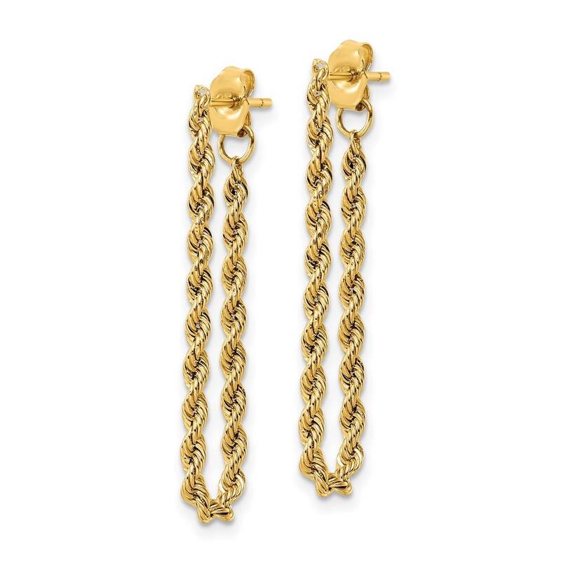 Curata 14k Yellow Gold 34.6x2.15mm Rope Chain Hoop Earrings