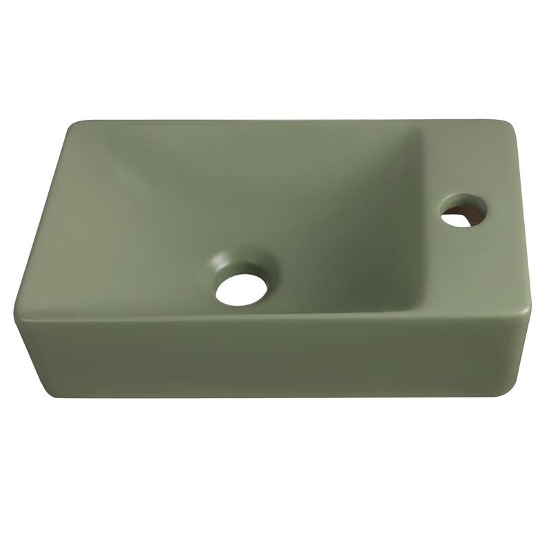 Felix Modern Wall Mounted Rectangular Ceramic Mini Sink, By JONATHAN Y - Matte Olive