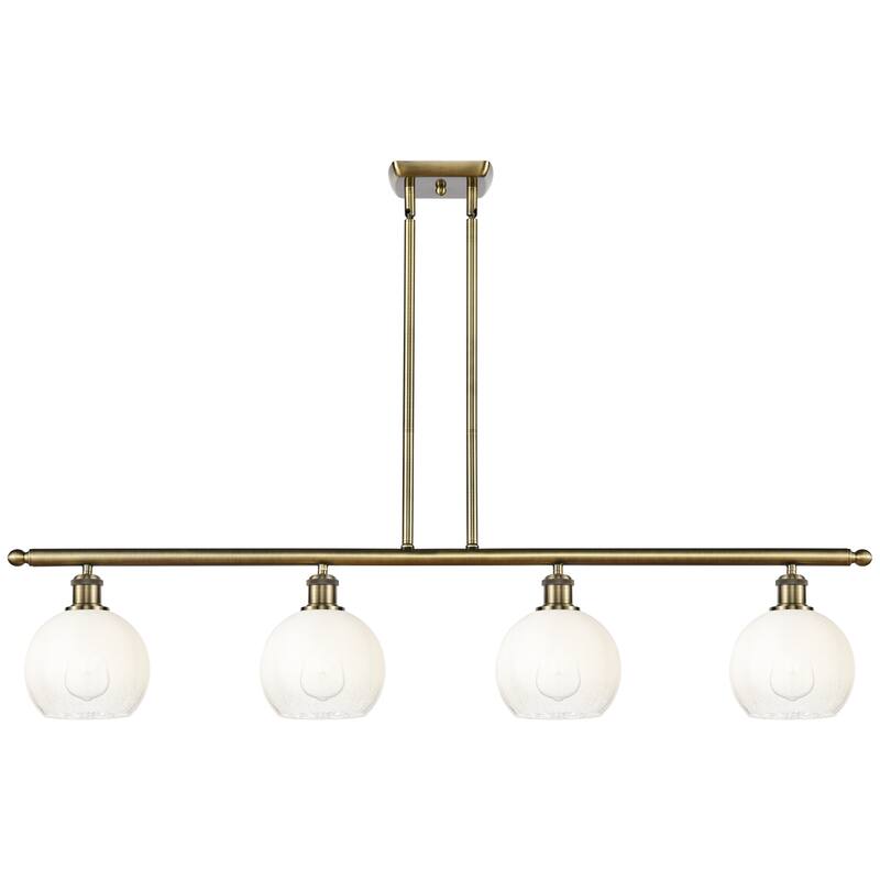 Innovations Lighting Endless Possibilities Ballston - Brookhaven Globe - 4 Light 48" Stem Hung Island Light - Antique Brass/Opal