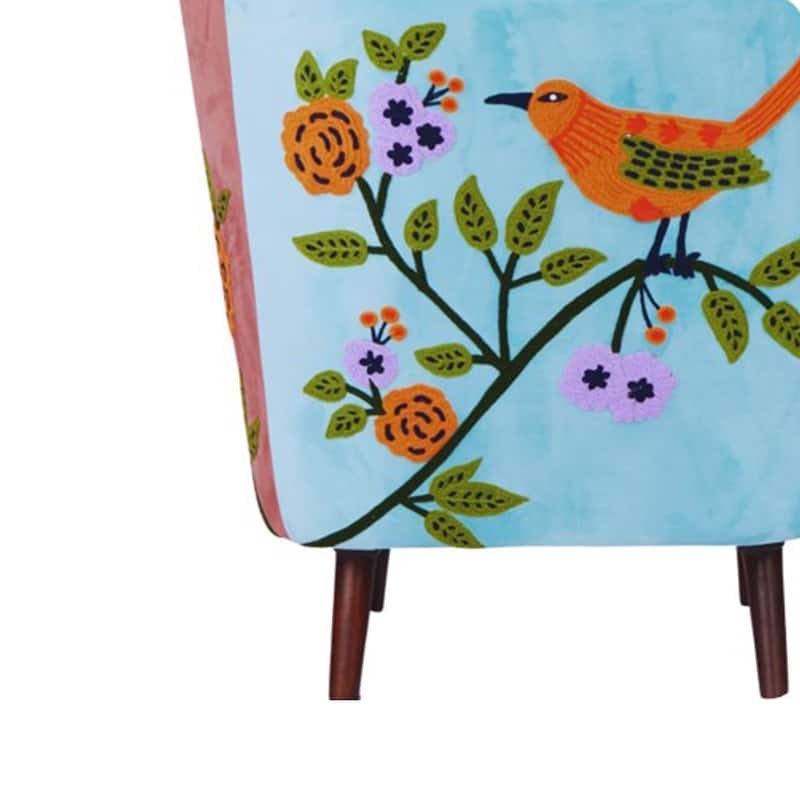 Nico Floral Embroidered Velvet Upholstered Accent Chair by Sevita