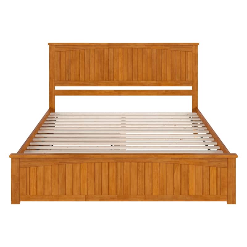 King Size Wood Platform Bed with Footboard & Twin XL Trundle - Solid Wood Bed Frame