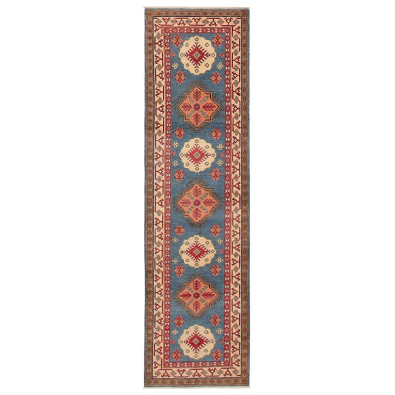 ECARPETGALLERY Hand-knotted Uzbek Ghazni Blue Wool Rug - 2'8 x 9'9 - Blue - 2'8 x 9'9