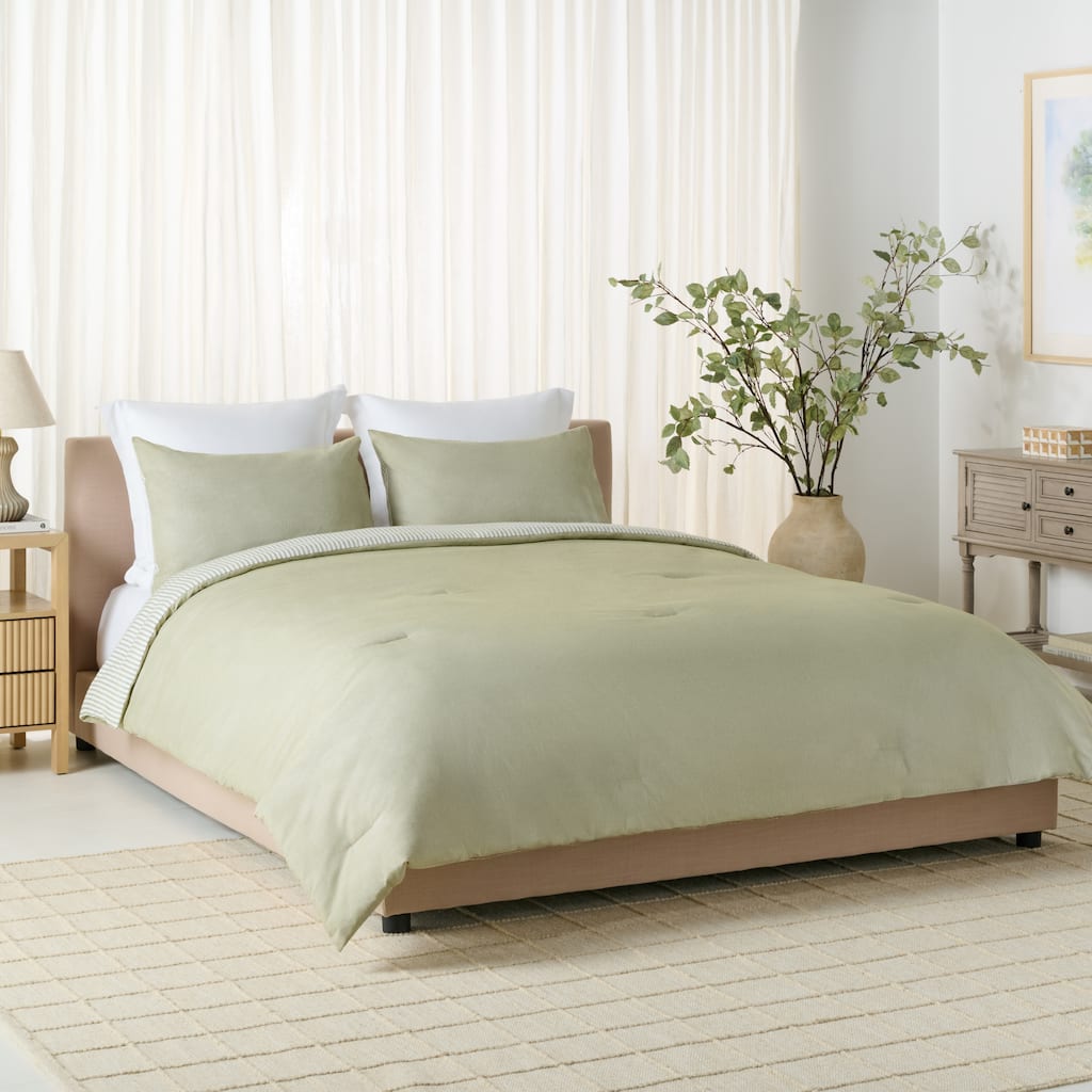 SAFAVIEH HOME 100% Cotton Stripe Reversible 3-piece Comforter Set