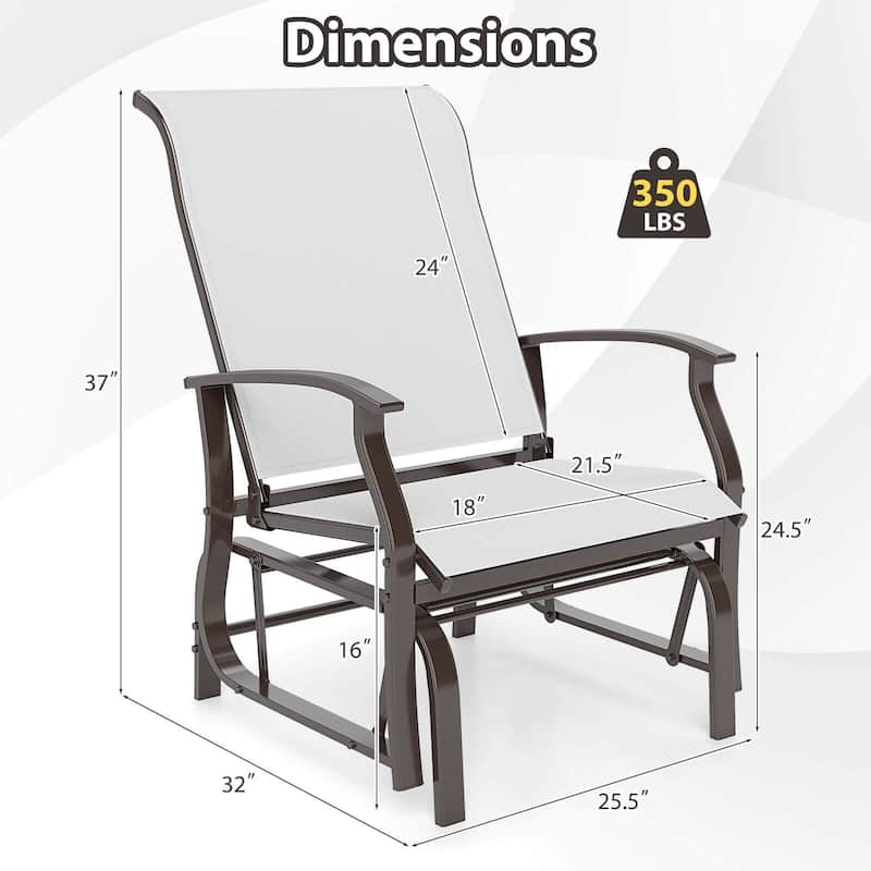 Costway Porch Gliders Set of 2/4 with Reclined High Back Breathable - See Details