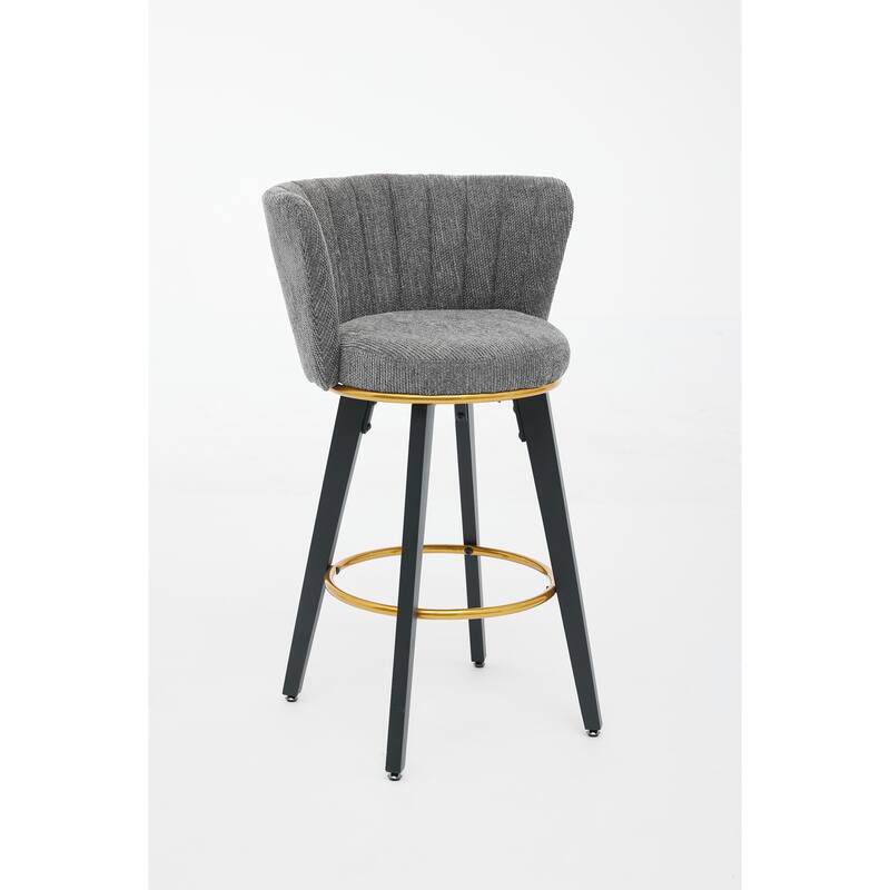 Counter Height Bar Stools Set of 2, 360°Swivel Upholstered Barstools with Backs and Metal Legs, 26" H Seat Height